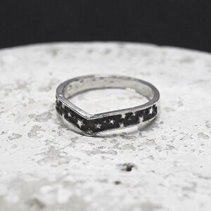 Black and Silver Chevron Ring